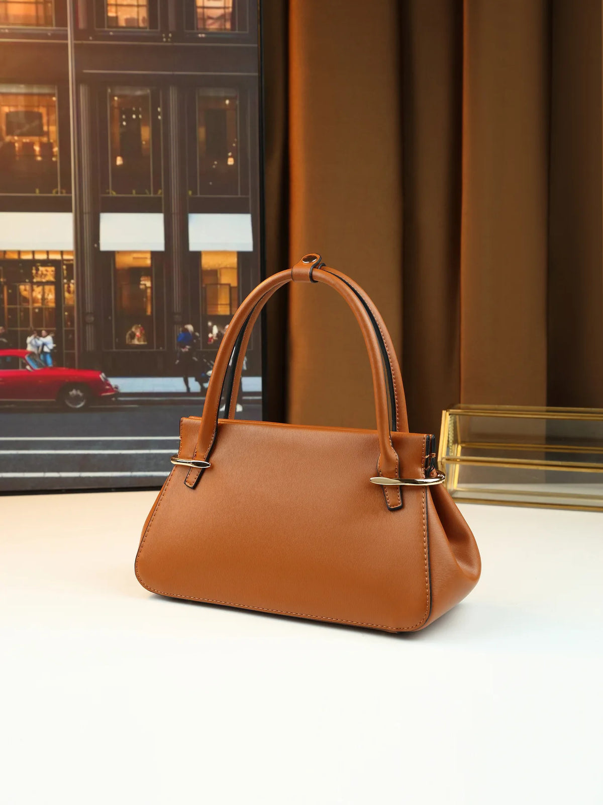 Structured Trapeze Top-Handle Bag