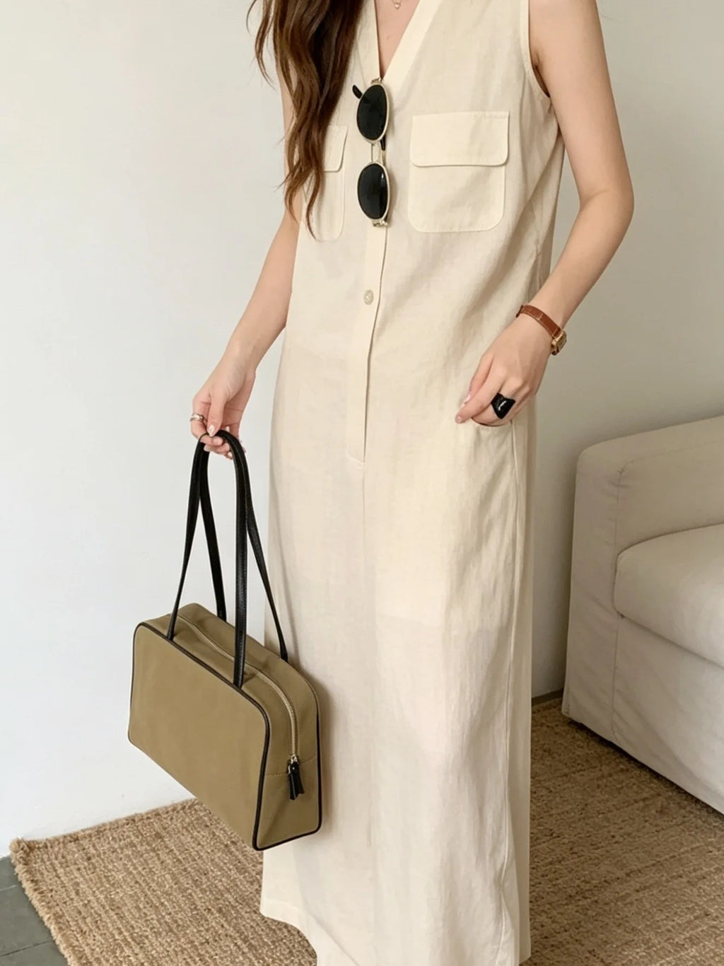 Rectangular Zip Shoulder Bag