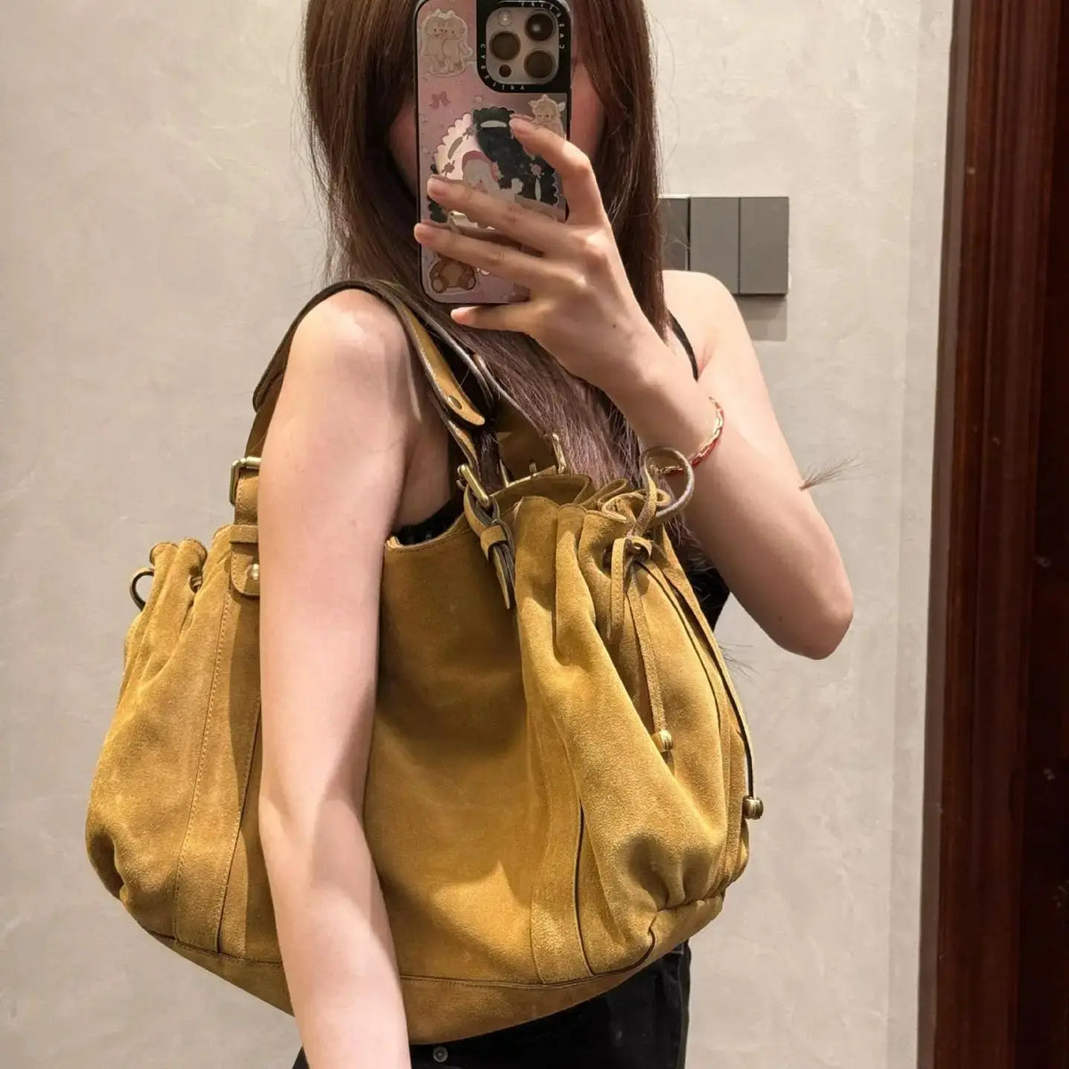 Gathered Buckle Shoulder Bag