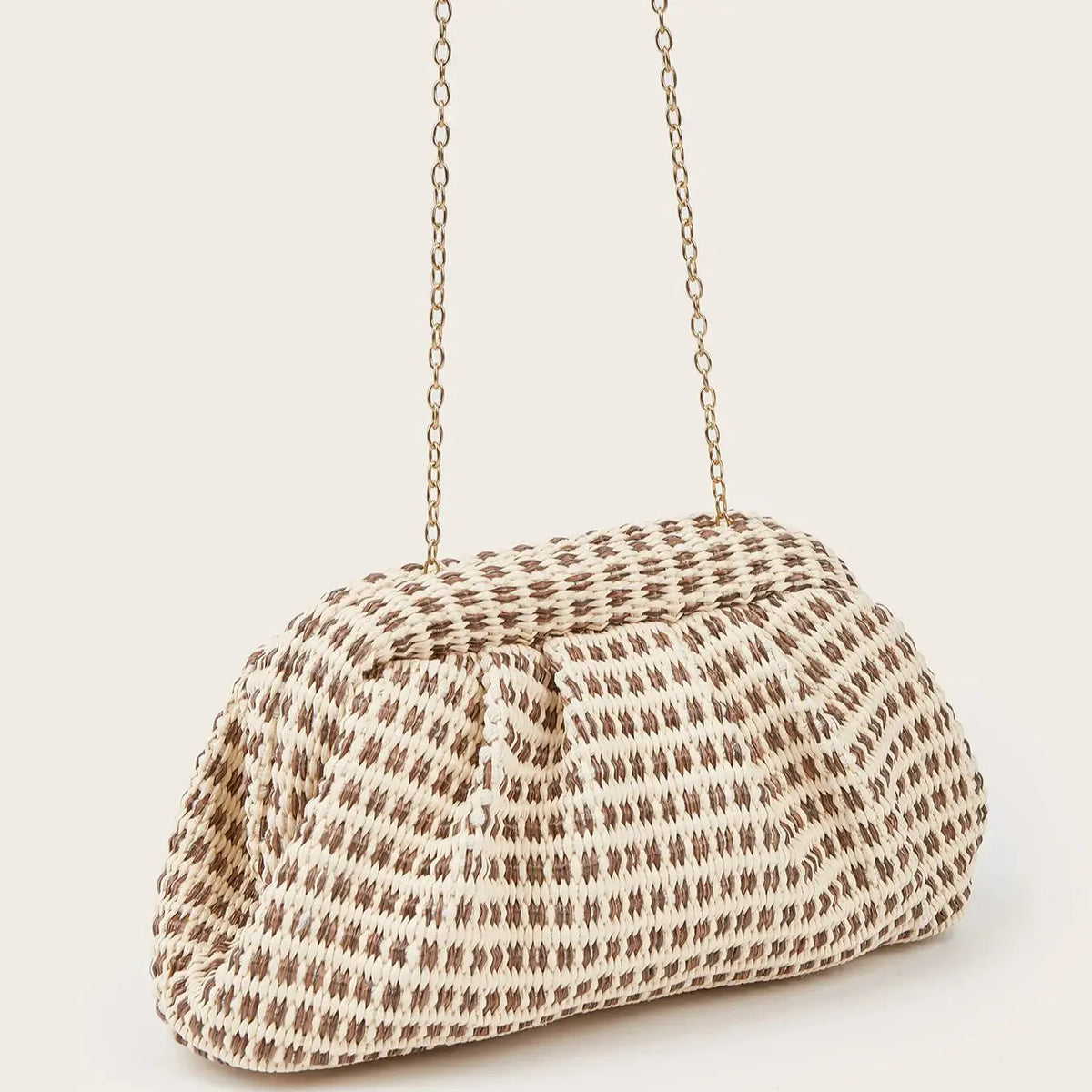 Openwork Woven Pouch Bag