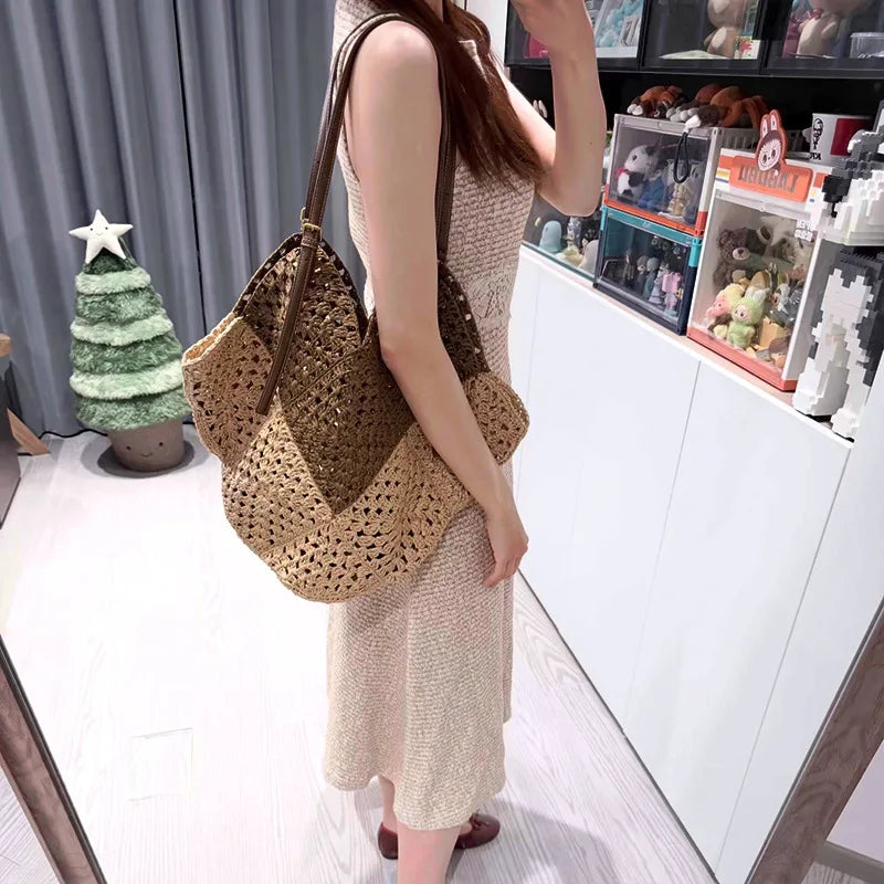 Woven Shoulder Tote Bag