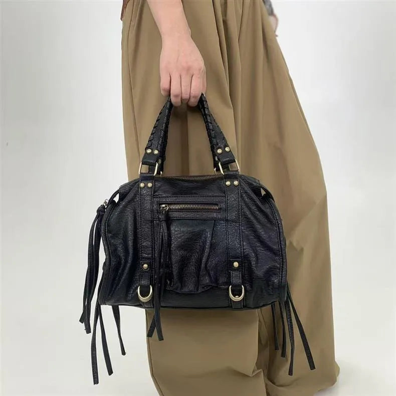 Fringed Pocket Shoulder Bag