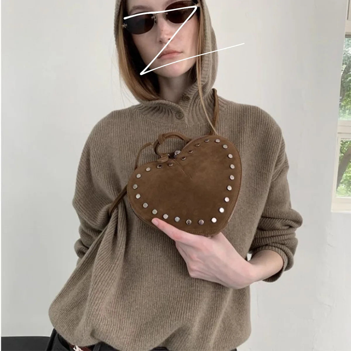 Studded Heart Crossbody Bag