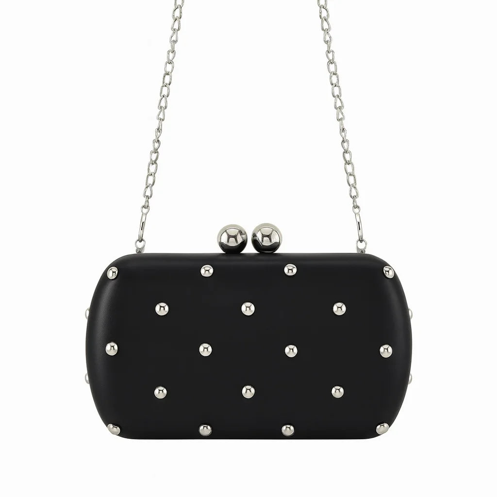 Studded Kiss-Lock Clutch Bag