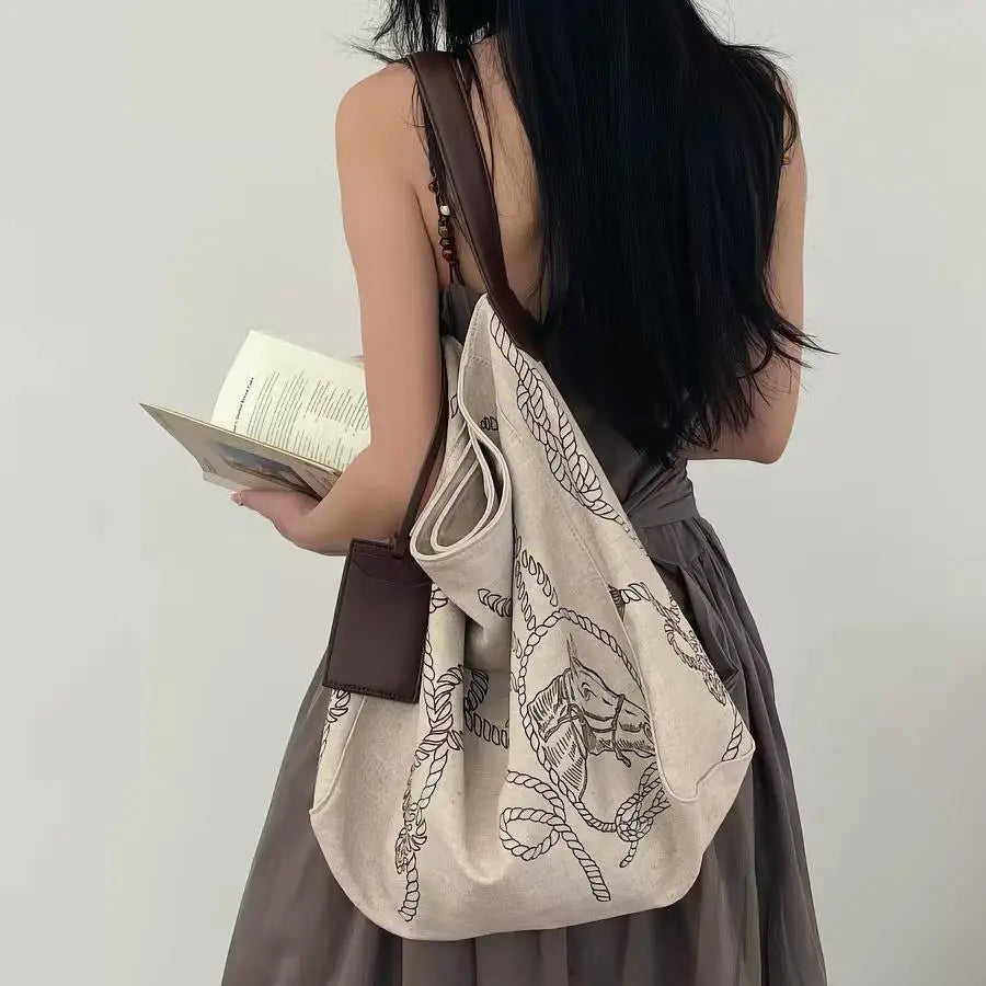 Graphic Slouchy Shoulder Tote