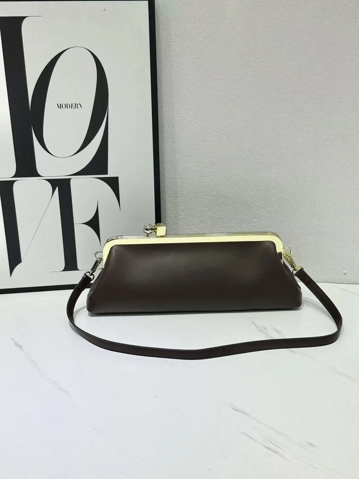 Croc-Embossed Frame Shoulder Bag