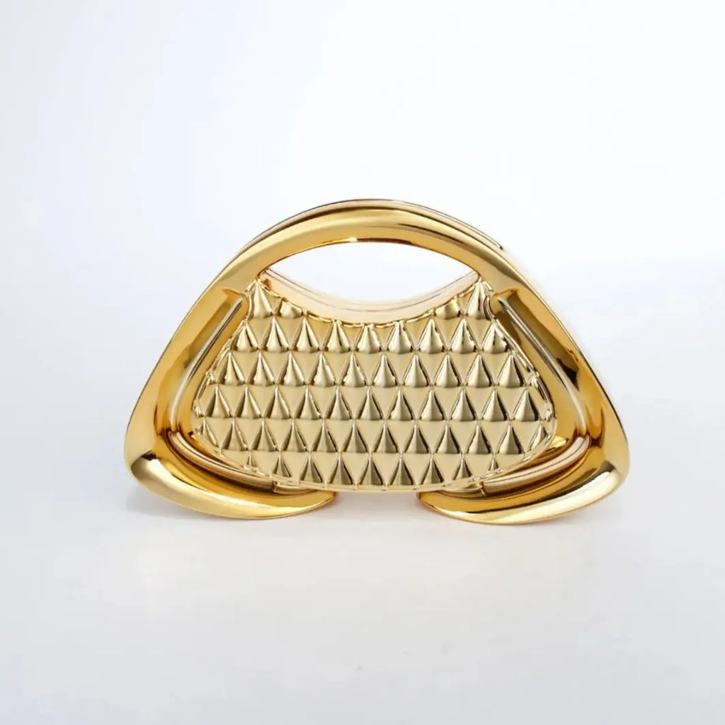 Metallic Geometric Top-Handle Clutch
