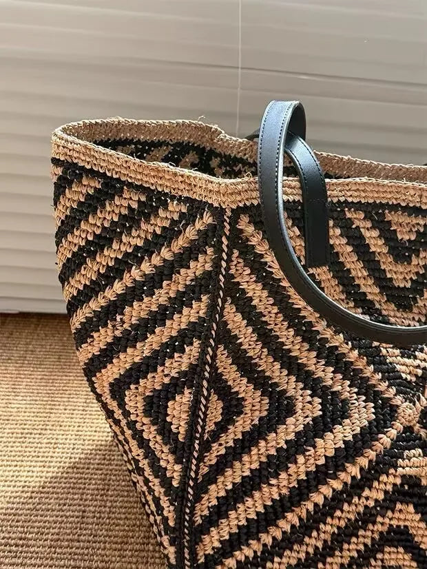 Geometric Woven Tote Bag