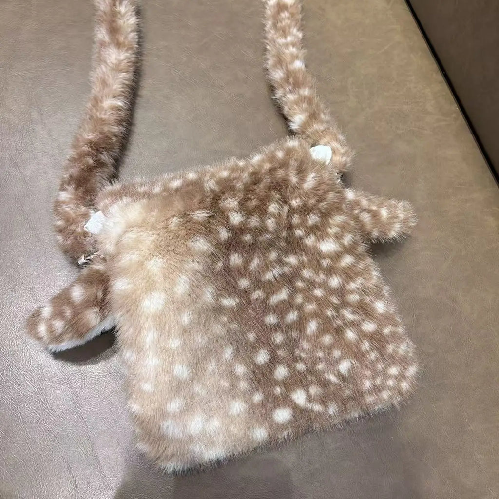 Ruffle-Trim Plush Crossbody Bag