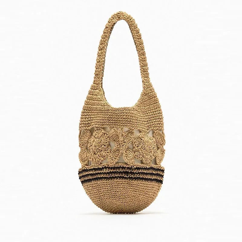 Floral Woven Bucket Bag