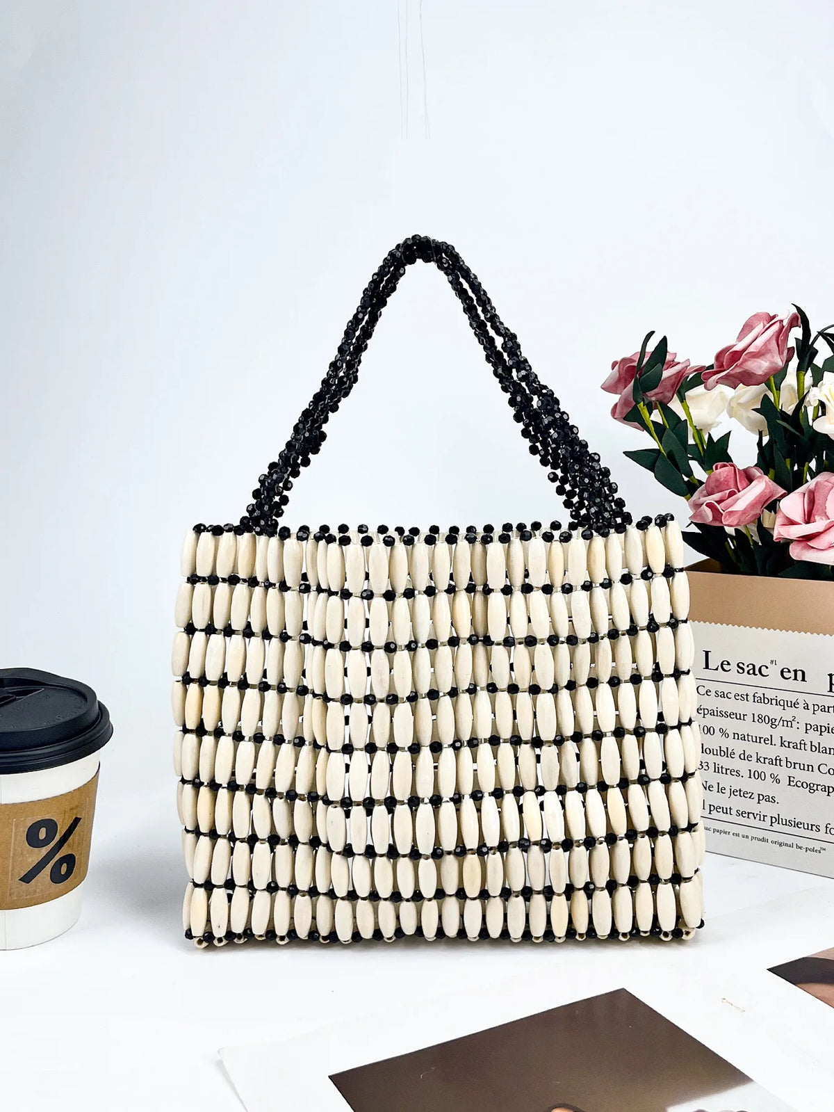 Beaded Rectangular Tote Bag