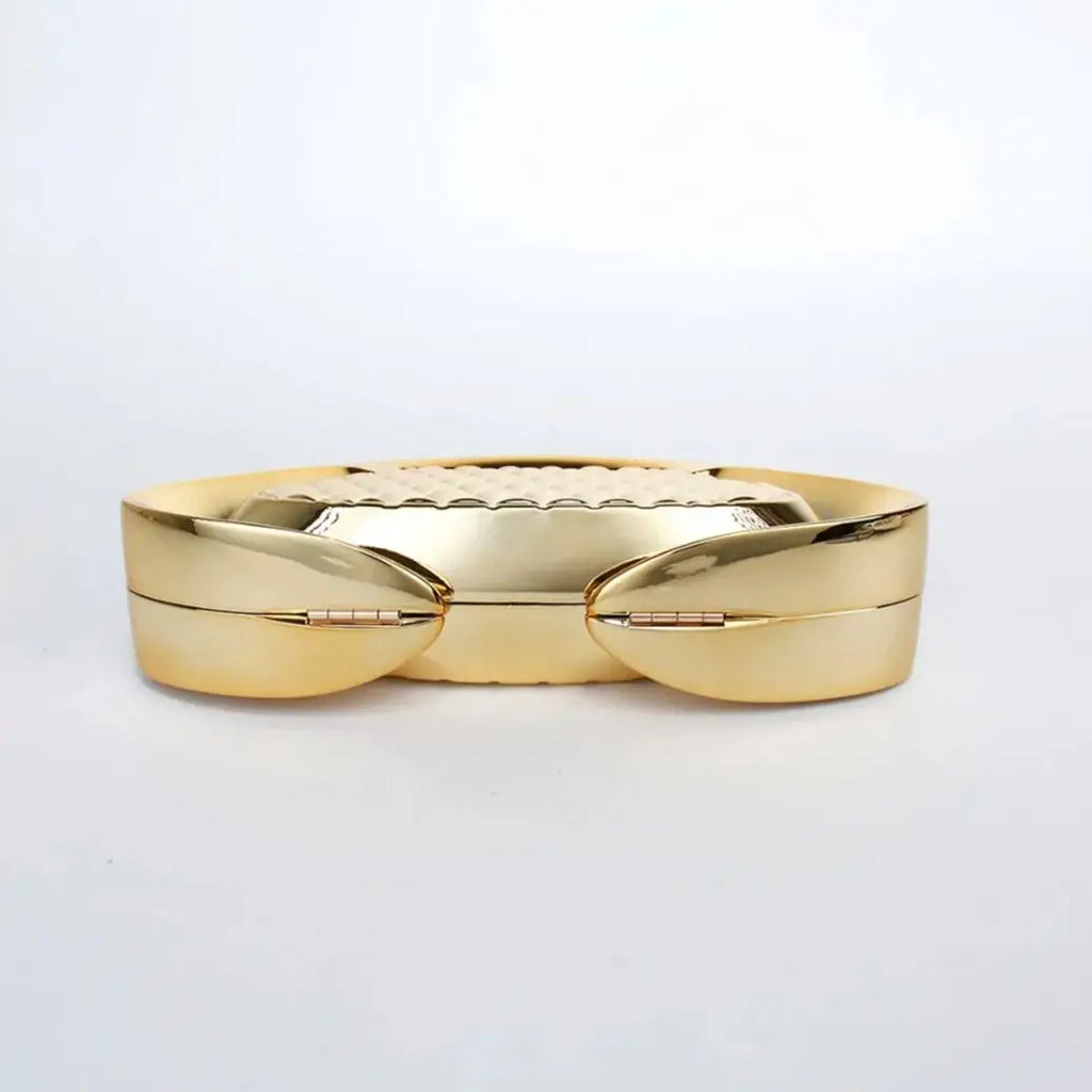 Metallic Geometric Top-Handle Clutch