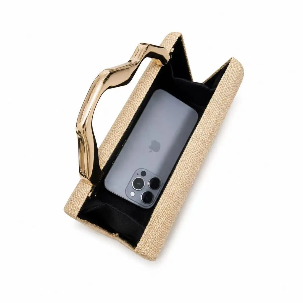 Cylindrical Woven Handle Clutch