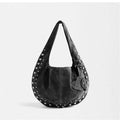 Studded Crescent Shoulder Bag