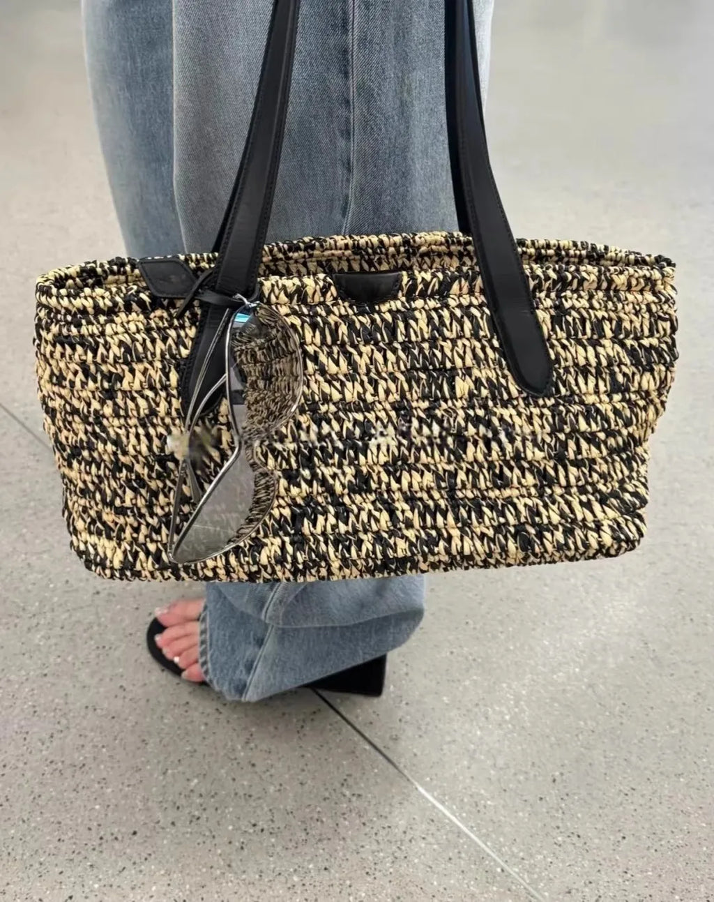 Woven Rectangular Shoulder Bag