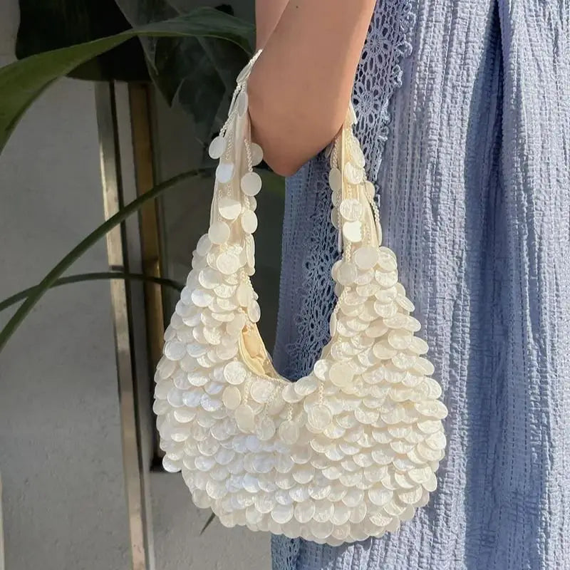 Disc-Embellished Shoulder Bag