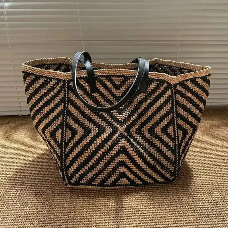 Geometric Woven Tote Bag