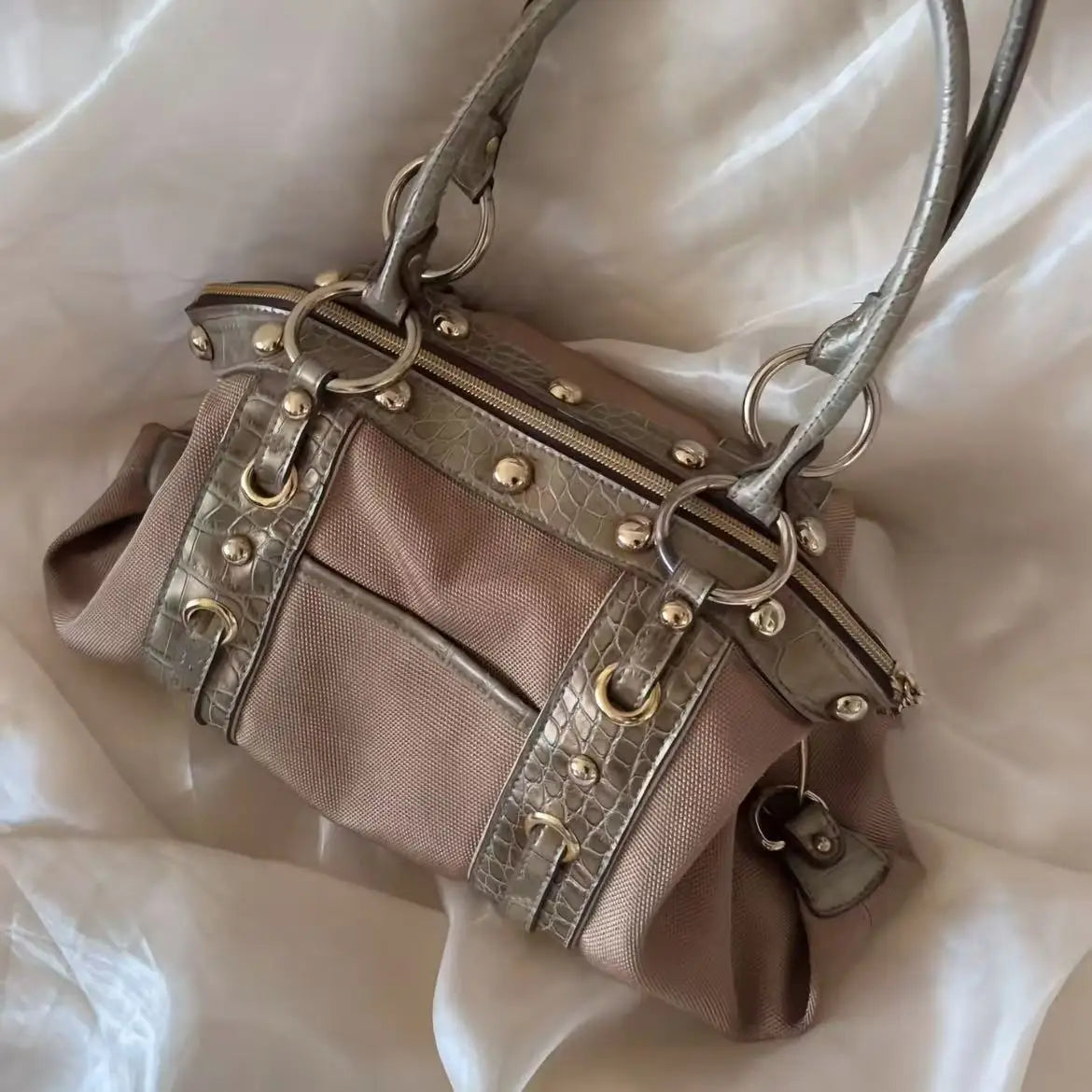 Studded Belt Detail Bowling Bag