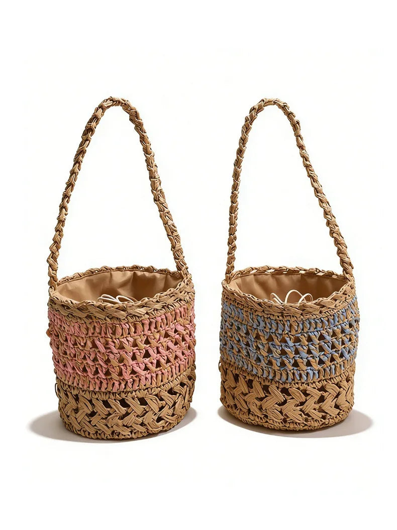 Openwork Woven Bucket Bag
