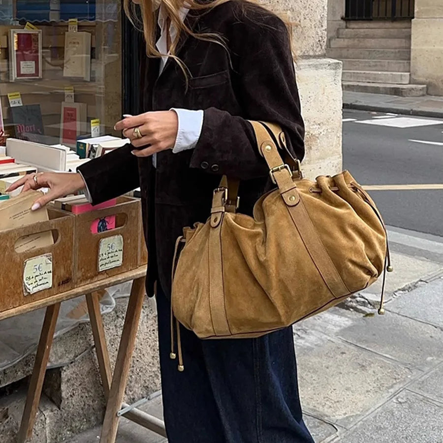 Gathered Buckle Shoulder Bag