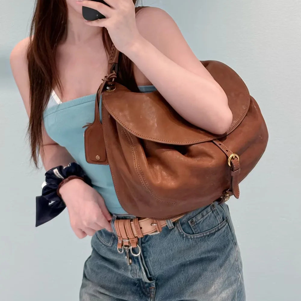 Curved Two-Tone Hobo Bag