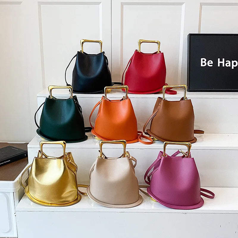 Frame-Handle Bucket Bag