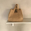 Cutout-Handle Woven Tote Bag
