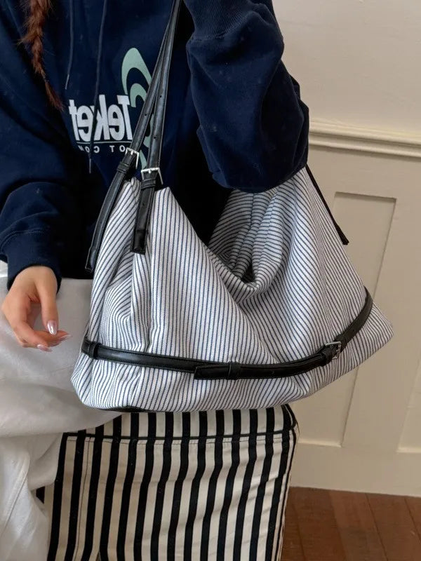 Striped Slouchy Shoulder Bag