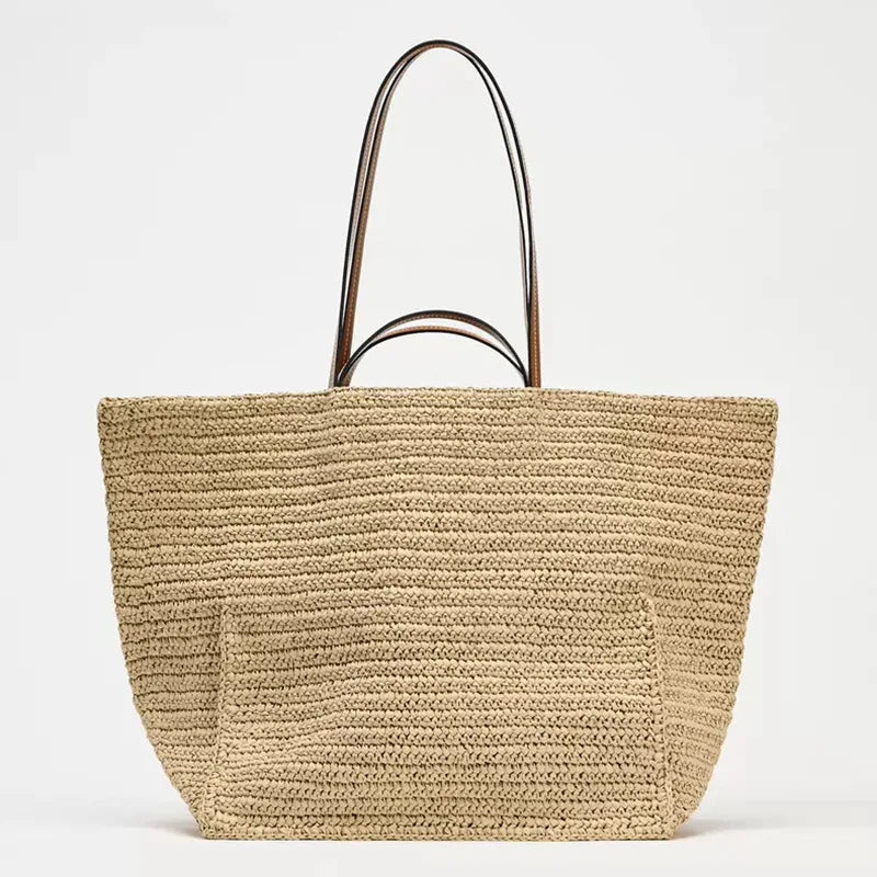 Woven Double-Handle Tote Bag