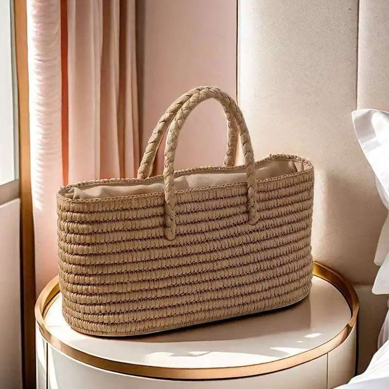 Rectangular Woven Basket Handbag