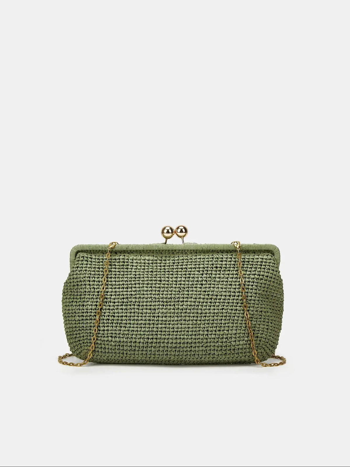 Woven Kiss-Lock Chain Bag