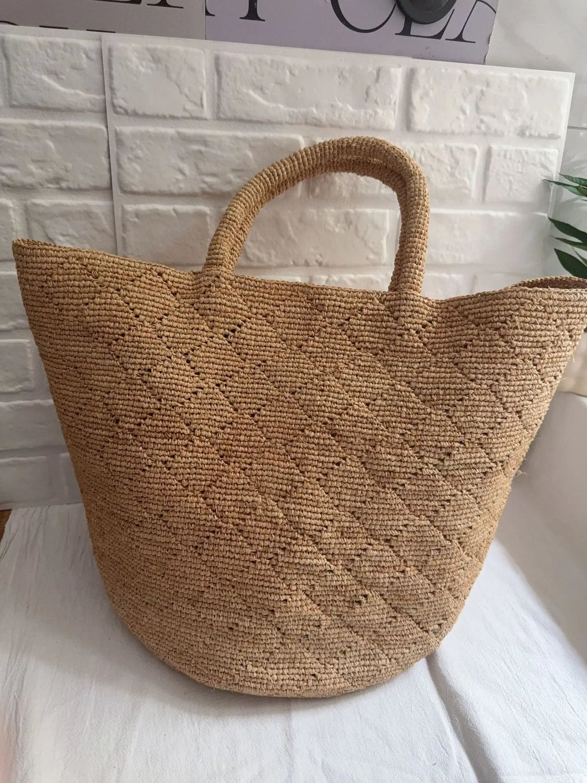 Textured Woven Shoulder Tote