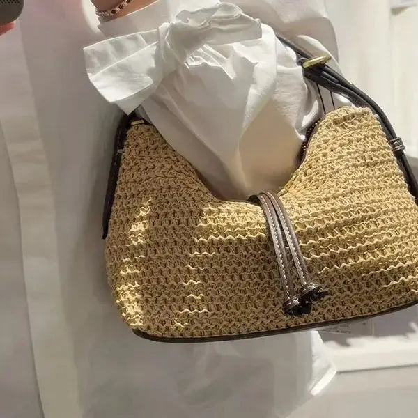 Woven Crescent Crossbody Bag