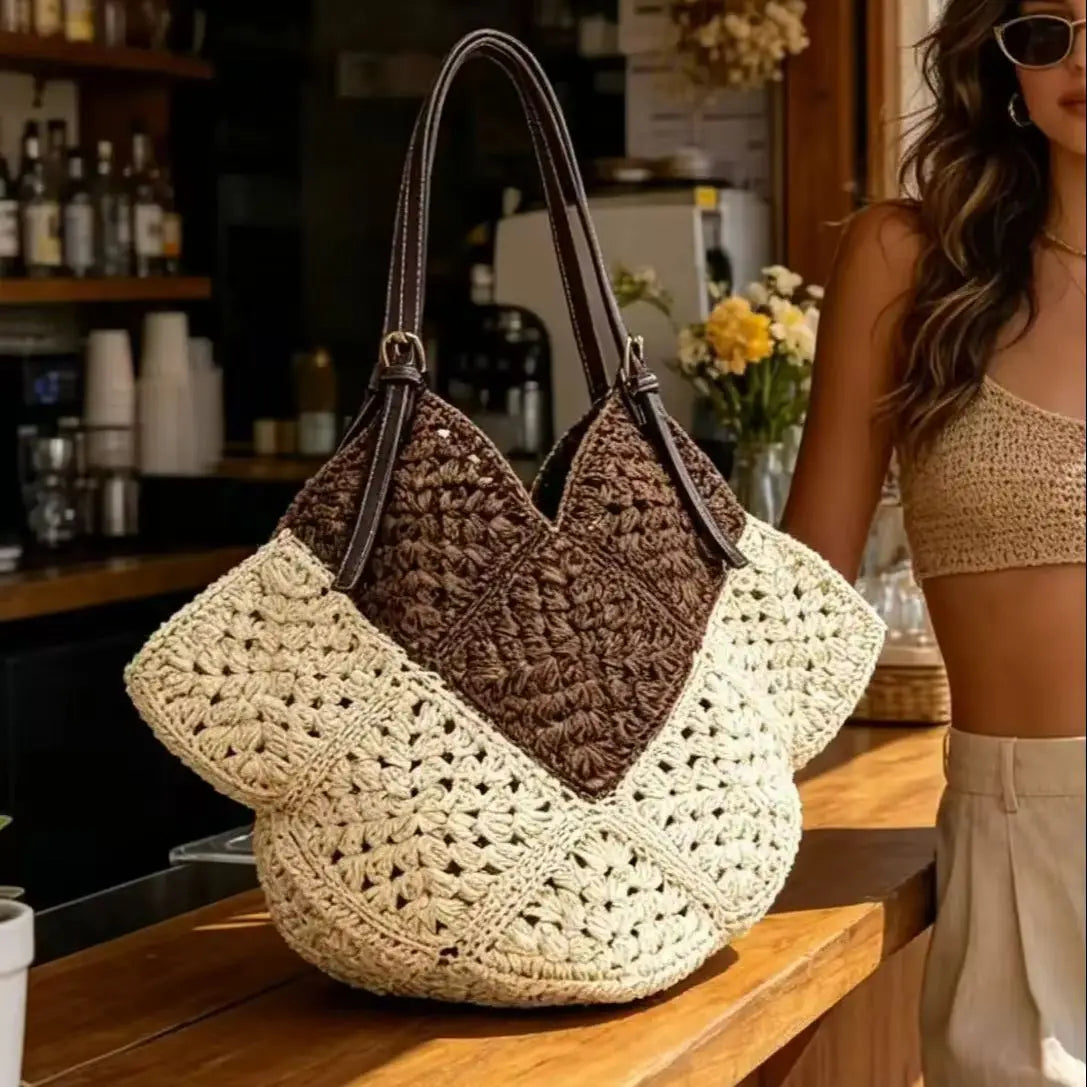 Woven Shoulder Tote Bag