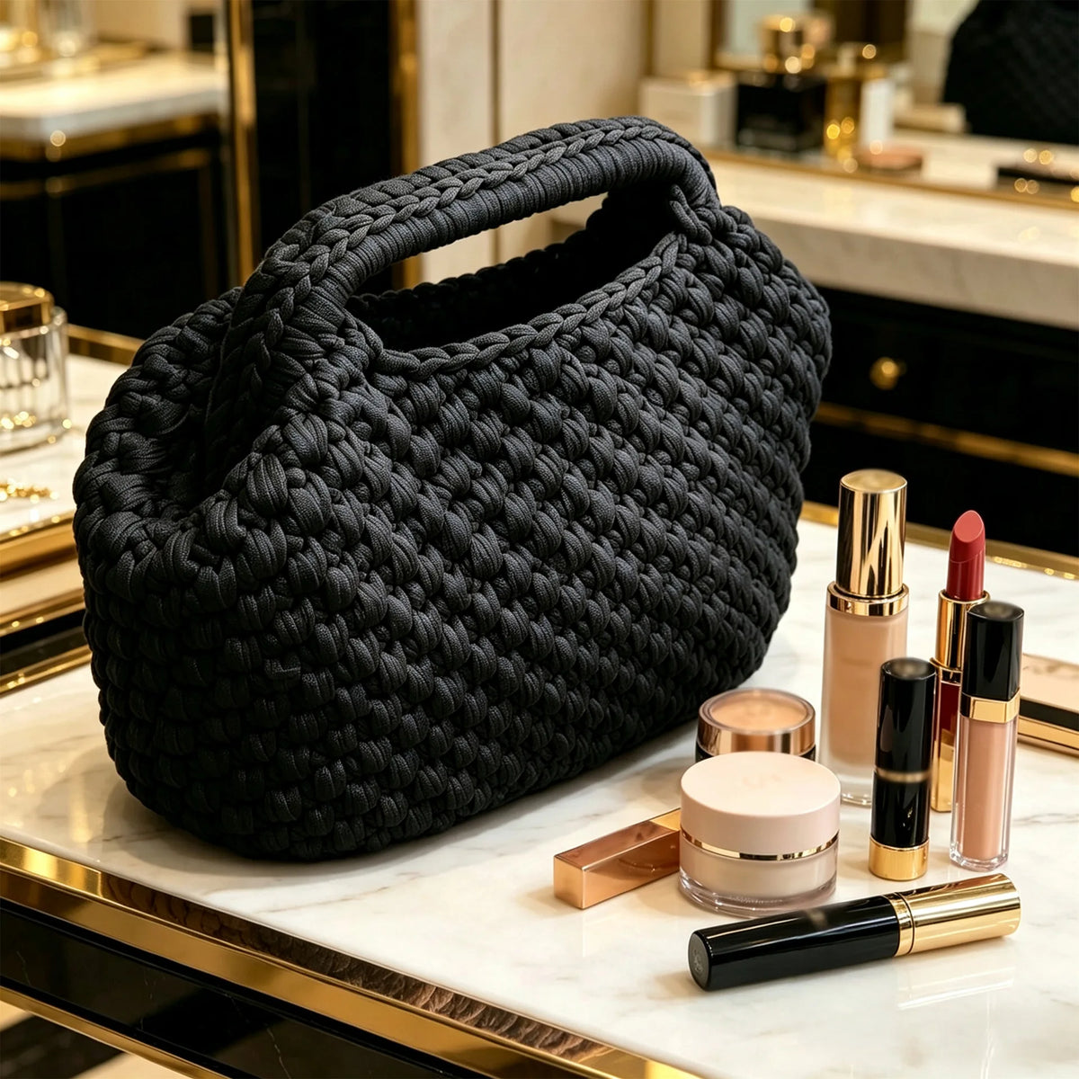 Chunky-Woven Top-Handle Bag