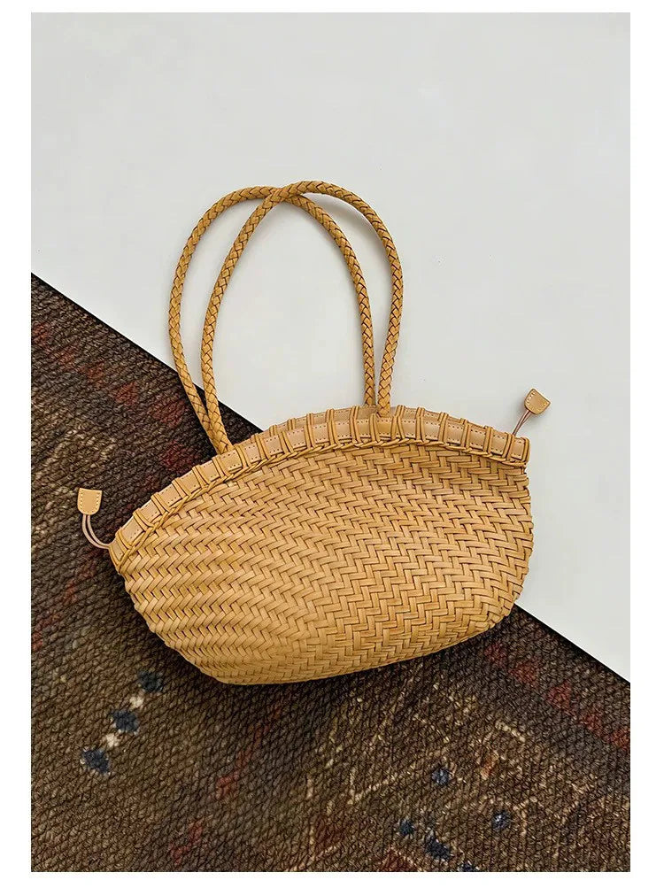 Woven Crescent Shoulder Bag