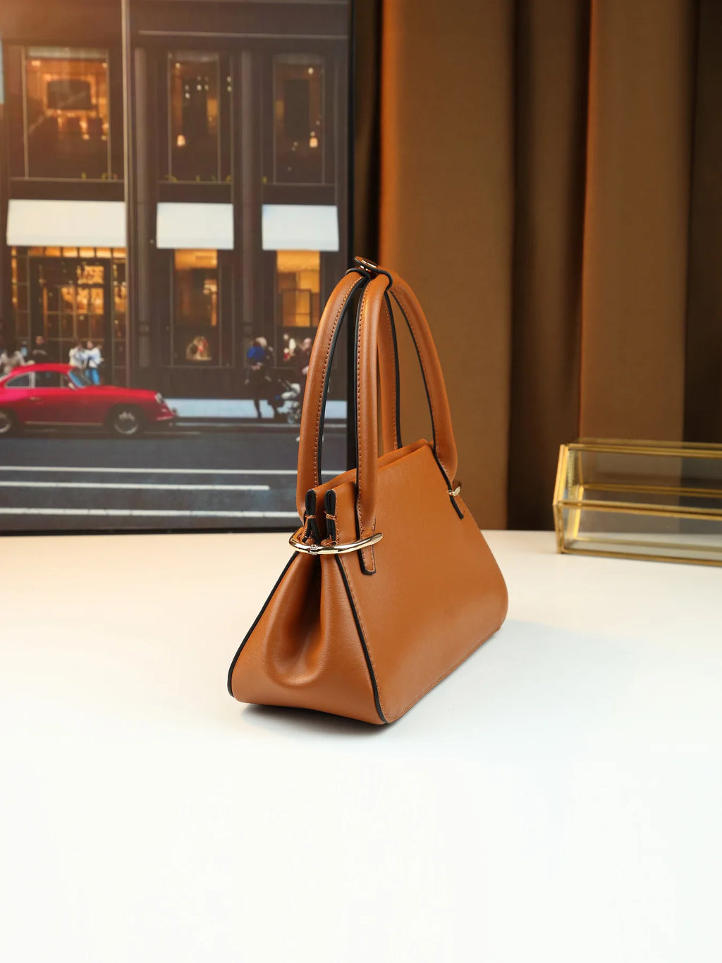 Structured Trapeze Top-Handle Bag