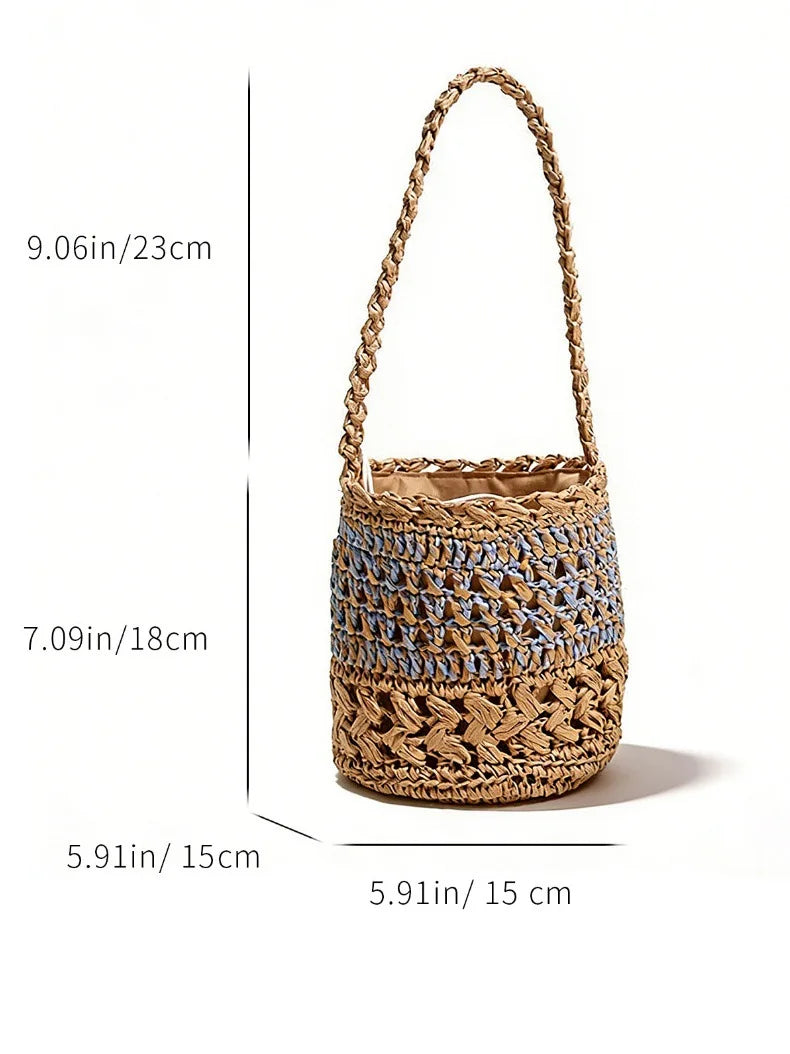 Openwork Woven Bucket Bag