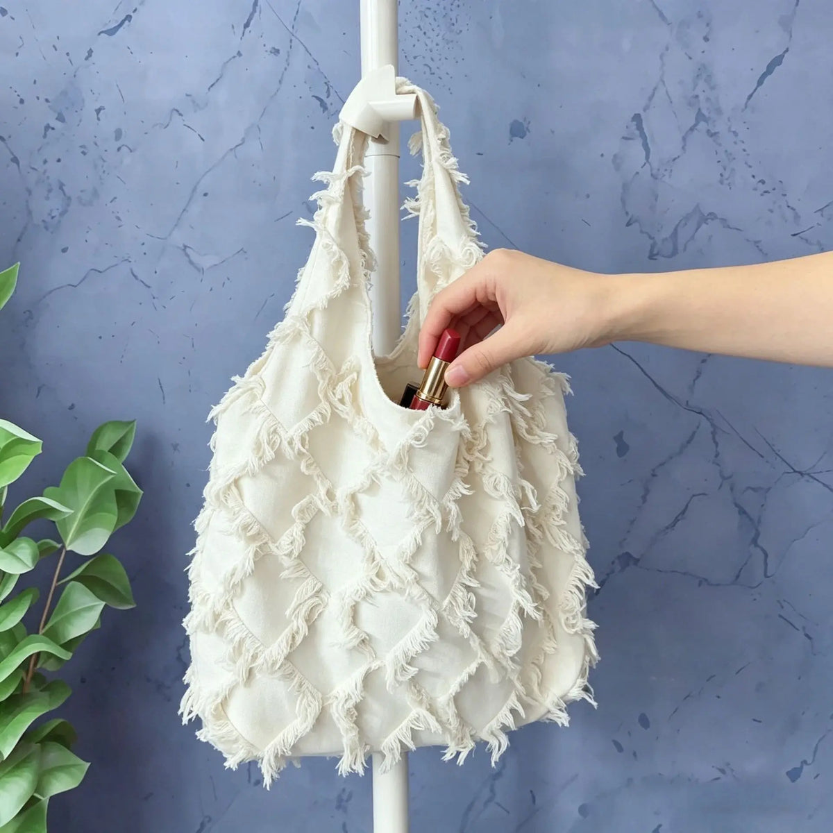 Fringed Diamond Shoulder Bag
