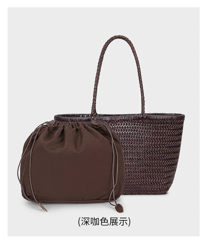 Drawstring Woven Tote Bag