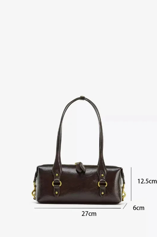 Chain-Trim Rectangular Shoulder Bag