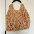 Fringed Woven Shoulder Bag