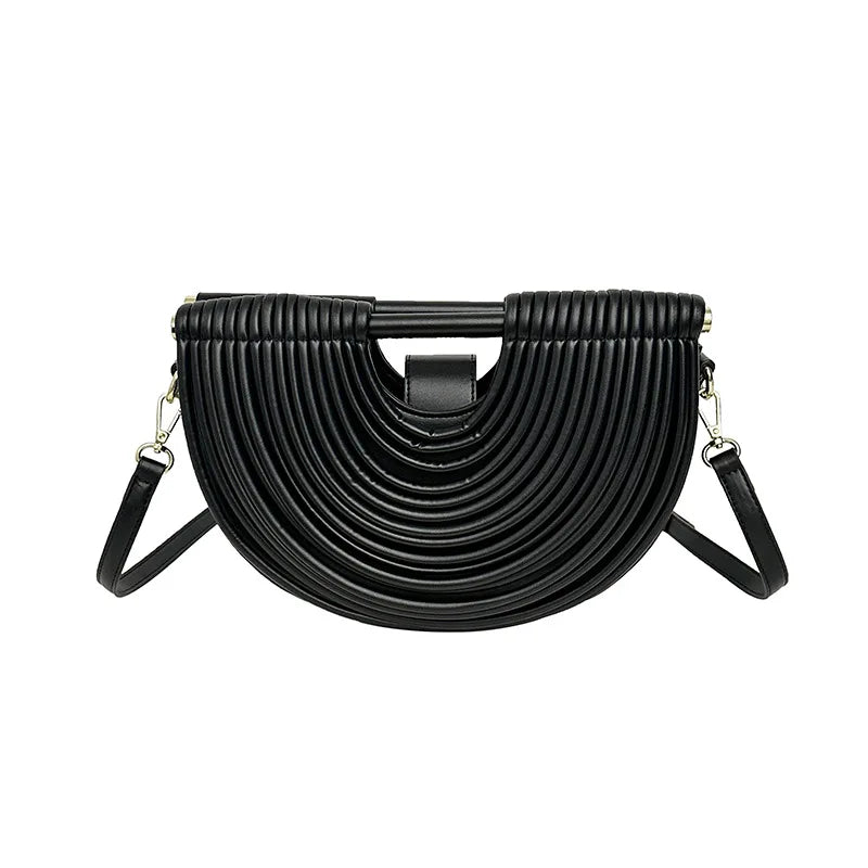 Ribbed Half-Moon Clutch Bag