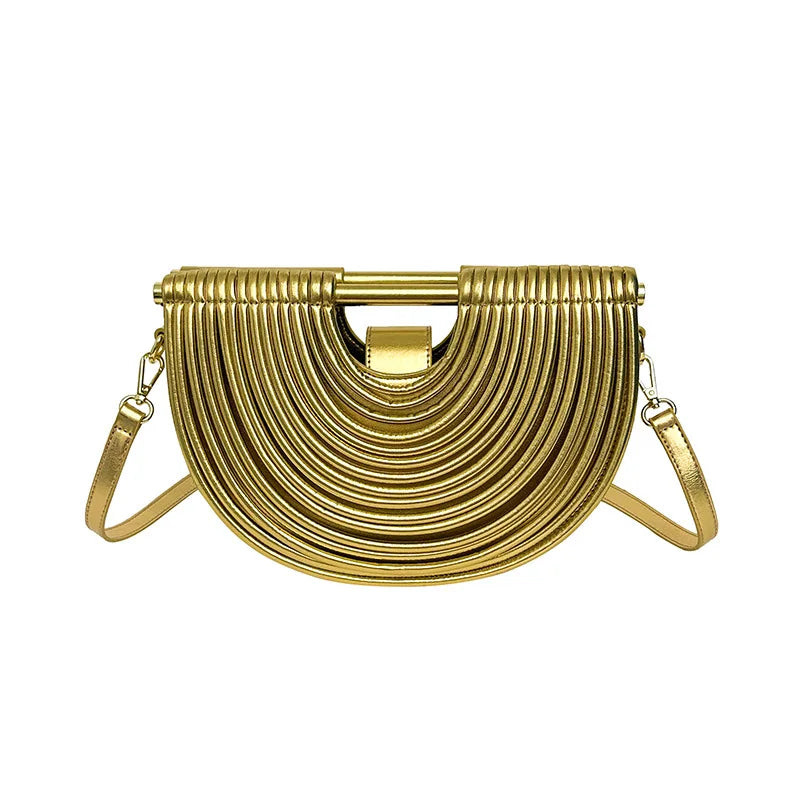 Ribbed Half-Moon Clutch Bag