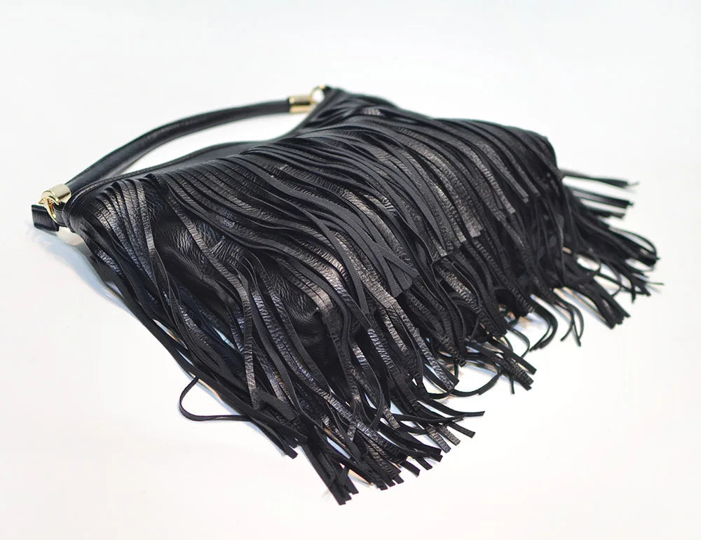 Fringed Hobo Shoulder Bag