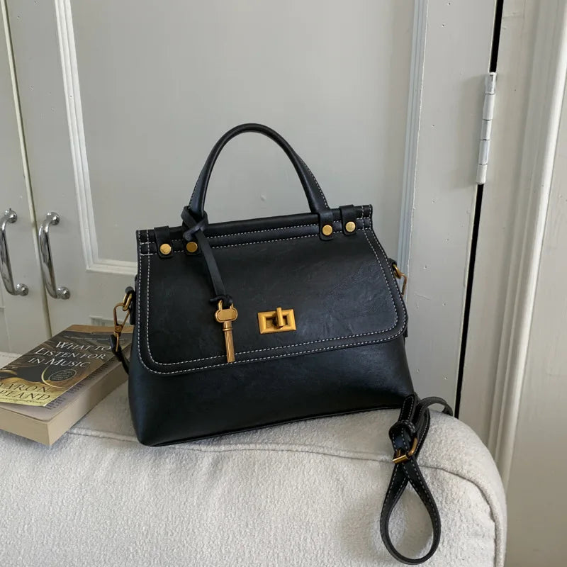 Flap-Front Top-Handle Bag