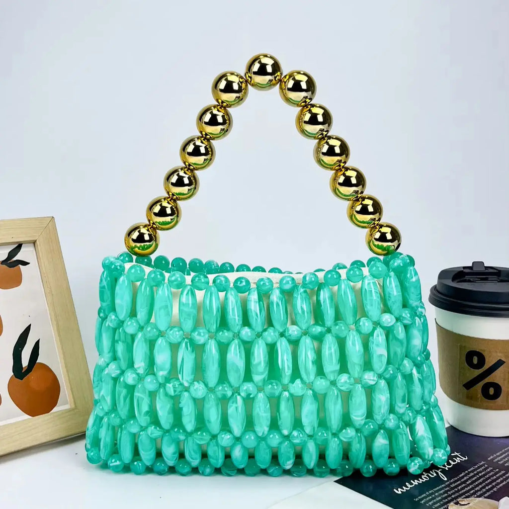 Beaded Handle Handbag