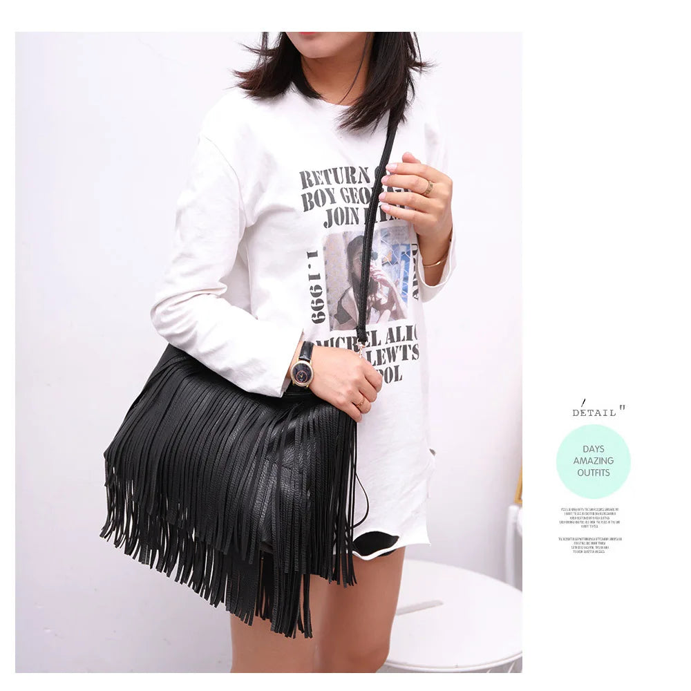 Fringed Hobo Shoulder Bag