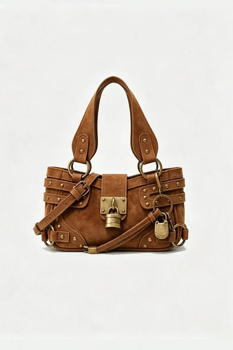 Studded Lock Top-Handle Bag