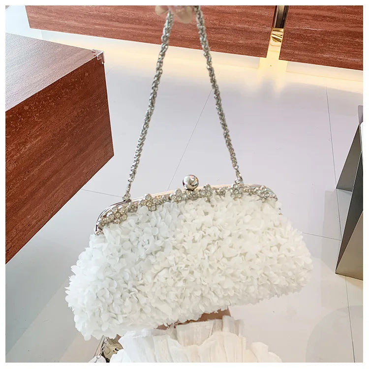 Floral-Texture Frame Clutch